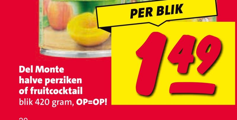 Del Monte halve perziken of fruitcocktail