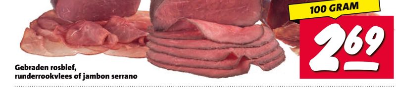Gebraden rosbief runderrookvlees of jambon serrano