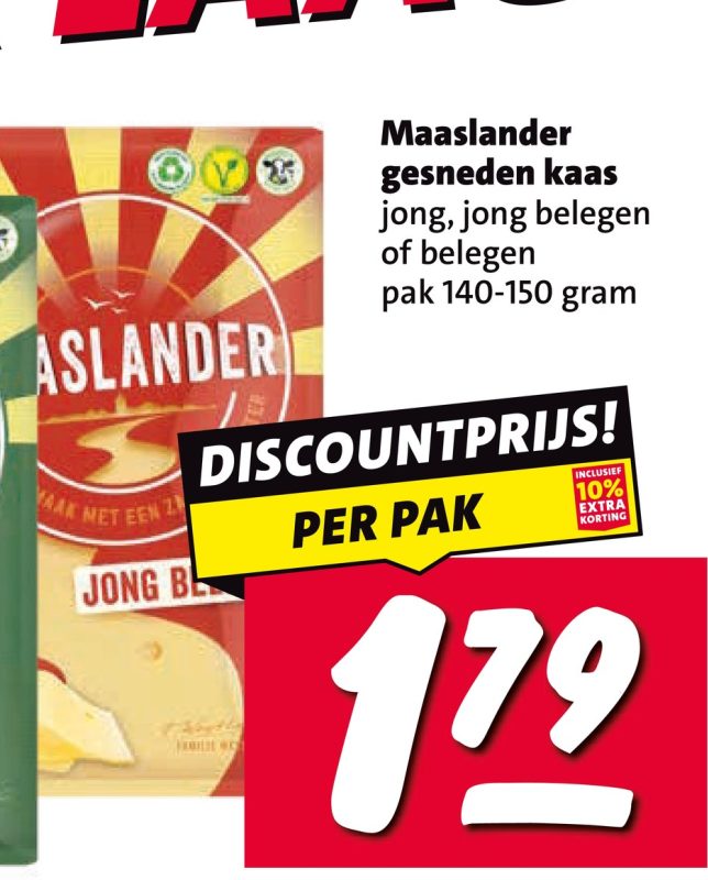 Maaslander gesneden kaas jong, jong belegen of belegen