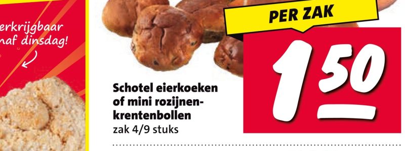 Schotel eierkoeken of mini rozijnenkrentenbollen