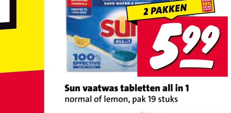 Sun vaatwas tabletten all in 1 normal of lemon